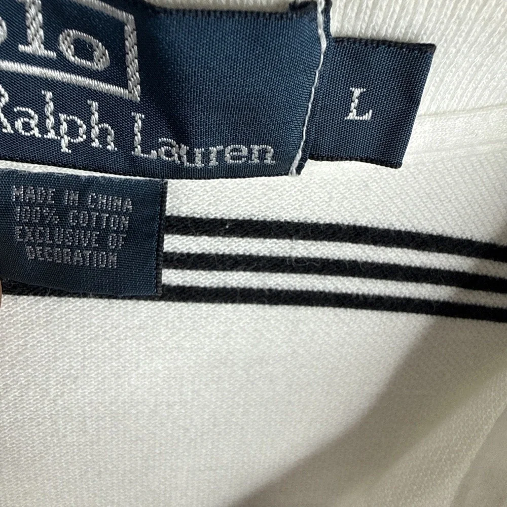 Polo Ralph Lauren Polo Shirt Men's XL White with Black Stripes Pony Preppy
